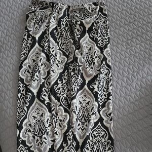 Mango Black and White Damask Pencil Skirt